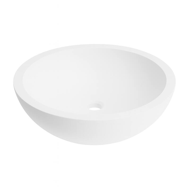 24 inch Auren Matte White Solid Surface Oval Vessel Sink