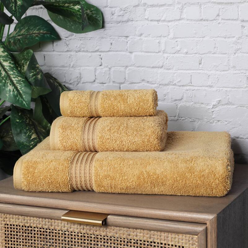 Superior Heritage Egyptian Cotton Absorbent 3-Piece Towel Set - Gold
