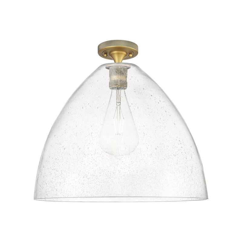 Innovations Lighting 434-1F-10-16 Crown Point Flush Dome Crown Point - Brushed Brass / Seedy