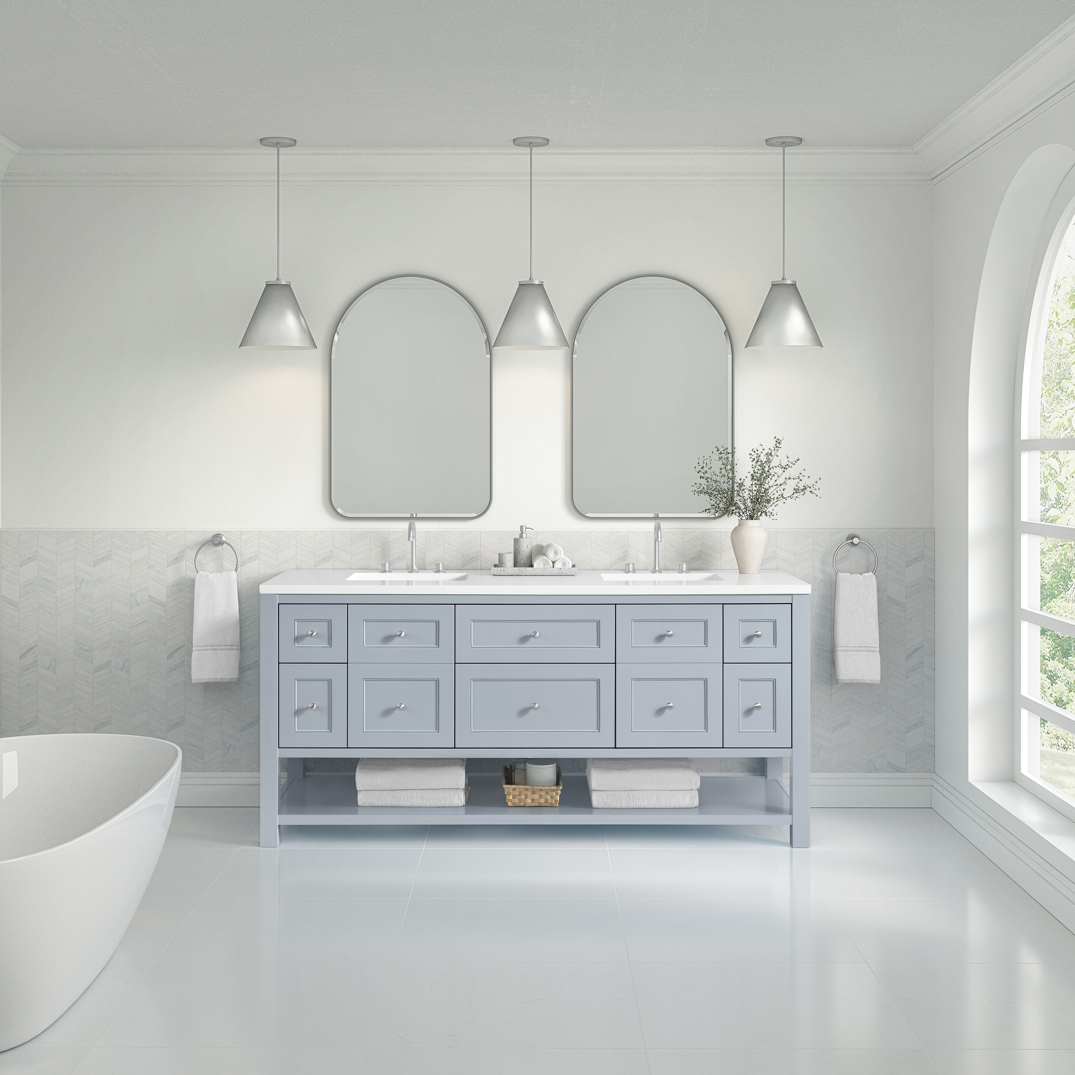 James Martin Vanities Breckenridge 72" Double Vanity, Serenity Blue - 72D