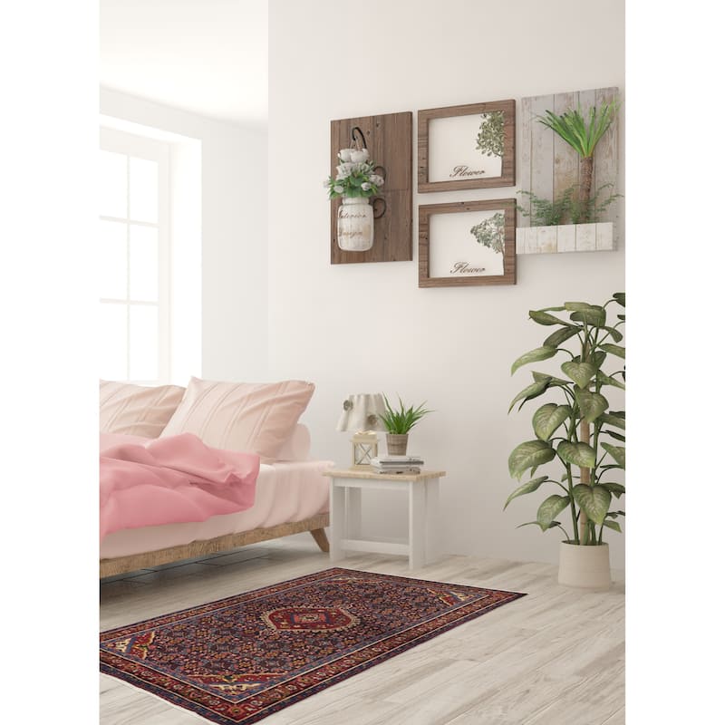 ECARPETGALLERY Hand-knotted Anatolian Vintage Dark Navy Wool Rug - 4'2 x 6'9