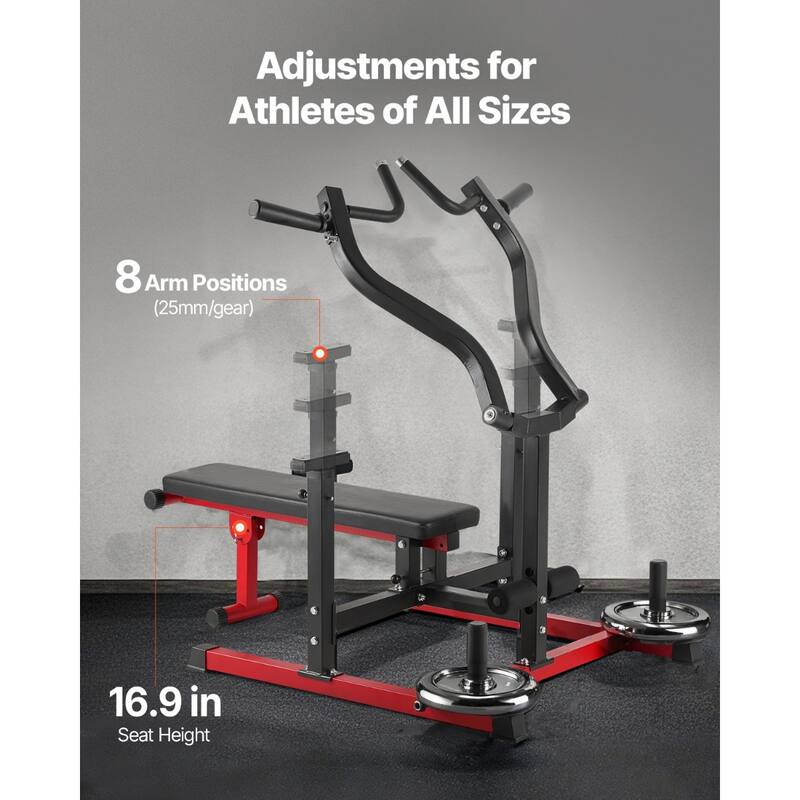 Carbon Steel Chest Press Bench Adjustable Seat and Handles Multi-Position for Full Body Workout - 63” x 61” x 30”