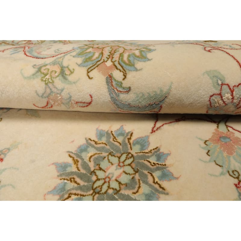 6'6''x6'6'' Hand Knotted Wool Ivory Round Traditional 300 KPSI Rug - 6' 6'' x 6' 6''-Round