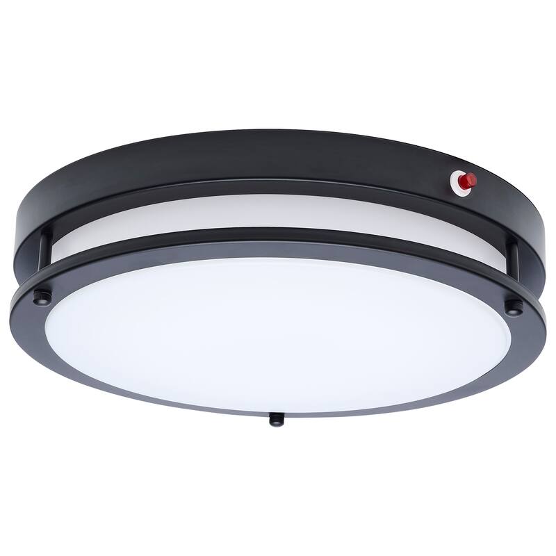 Glamour 13 Inch LED Flush Mount Emergency Battery CCT Selectable Black Finish - Black