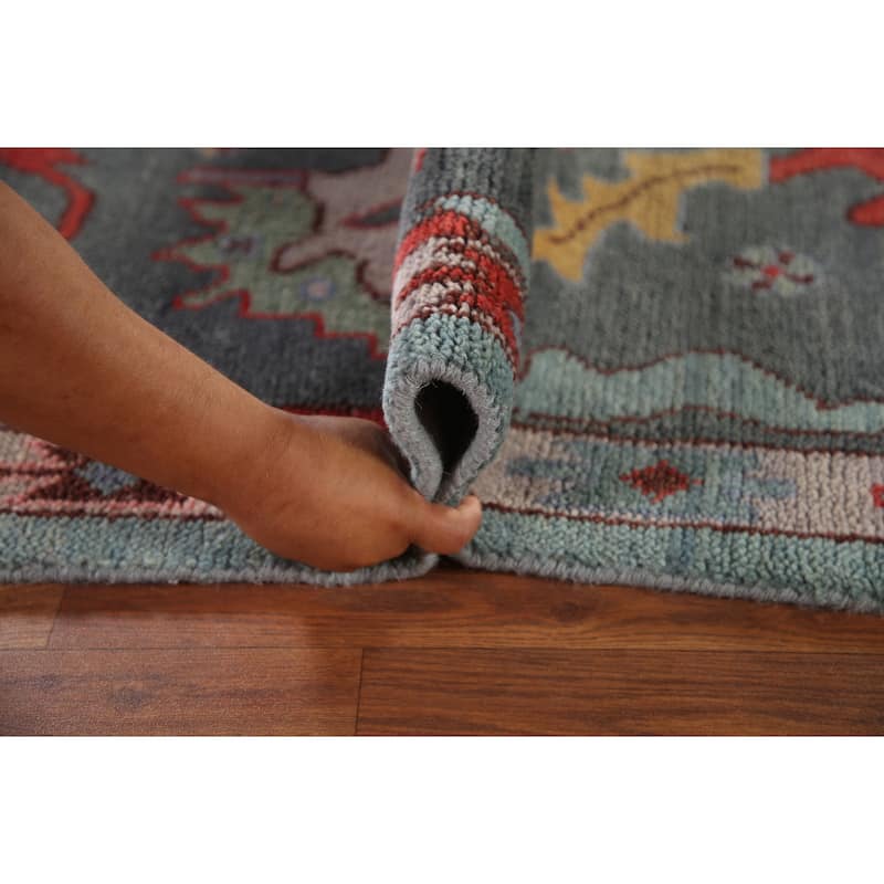 Blue Transitional Oushak Area Rug Handmade Wool Carpet - 9'3"x 11'10"