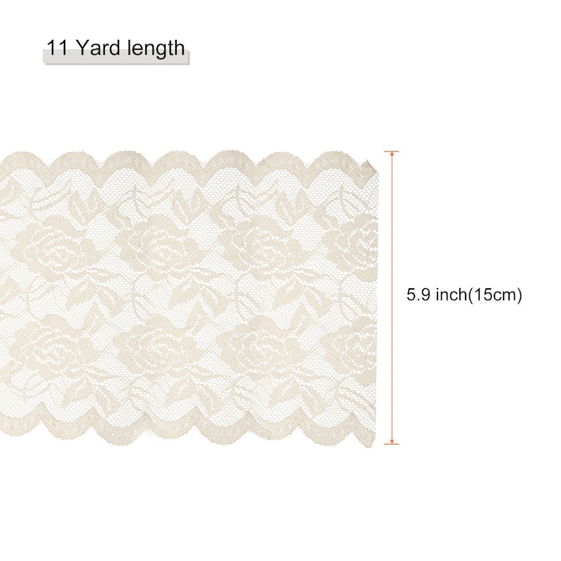 6 Inch Wide 11 Yard Lace Ribbon Floral Pattern Lace Trim Ribbon - Beige