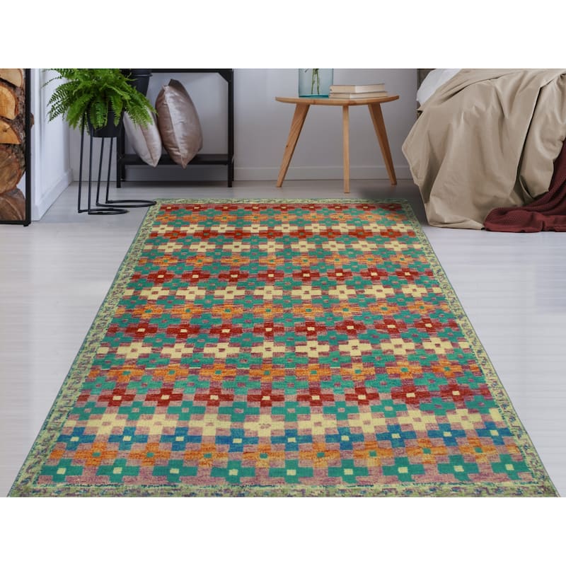 Balochi Afaf Lt. Green/Rust Rug - 3'4" x 4'10"