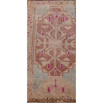 Hand Knotted Oriental 100% Wool Carpet Transitional Tribal Brown Anatolian Area Rug - 2' 10'' X 1' 1''