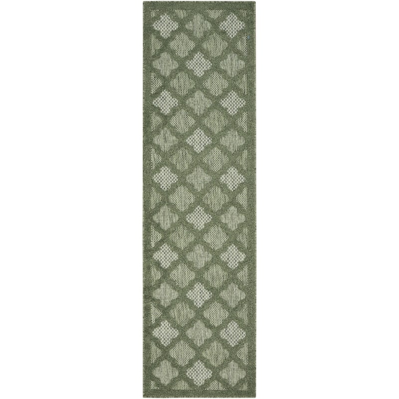 Nourison Easy Care Indoor/Outdoor Moroccan Trellis Area Rug - 2'2" x 7'6 - Green