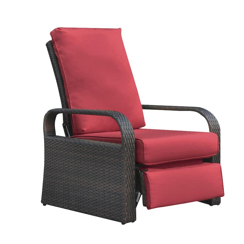 Comfy Wicker Adjustable Chair with Aluminum Frame