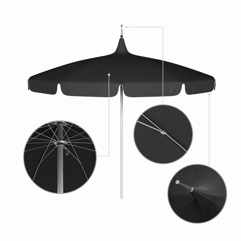 California Umbrella 85' Classic Pagoda Series Patio Umbrella With White Aluminum Pole Push Lift Sunbrella