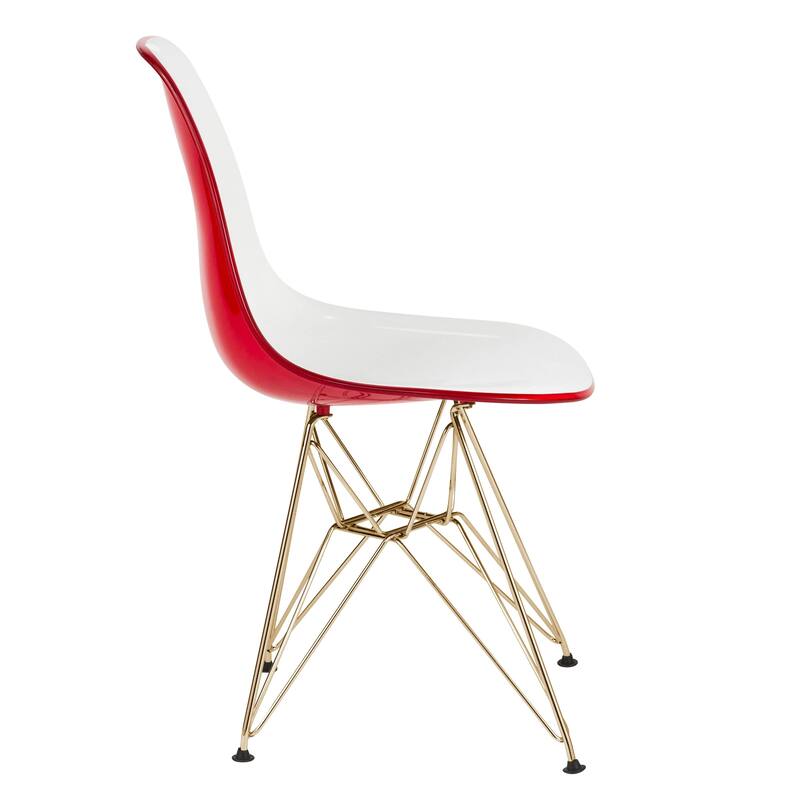 5-Piece Dining Set with 35" Round MDF Table and 4 ABS Plastic Side Chair with Gold Metal Legs