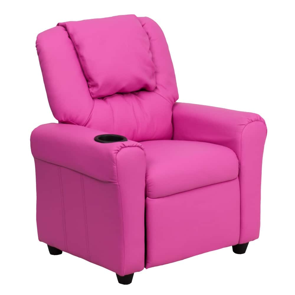 Contemporary Kids Recliner with Cup Holder and Headrest - 24"W x 21.5" - 36.5"D x 27"H