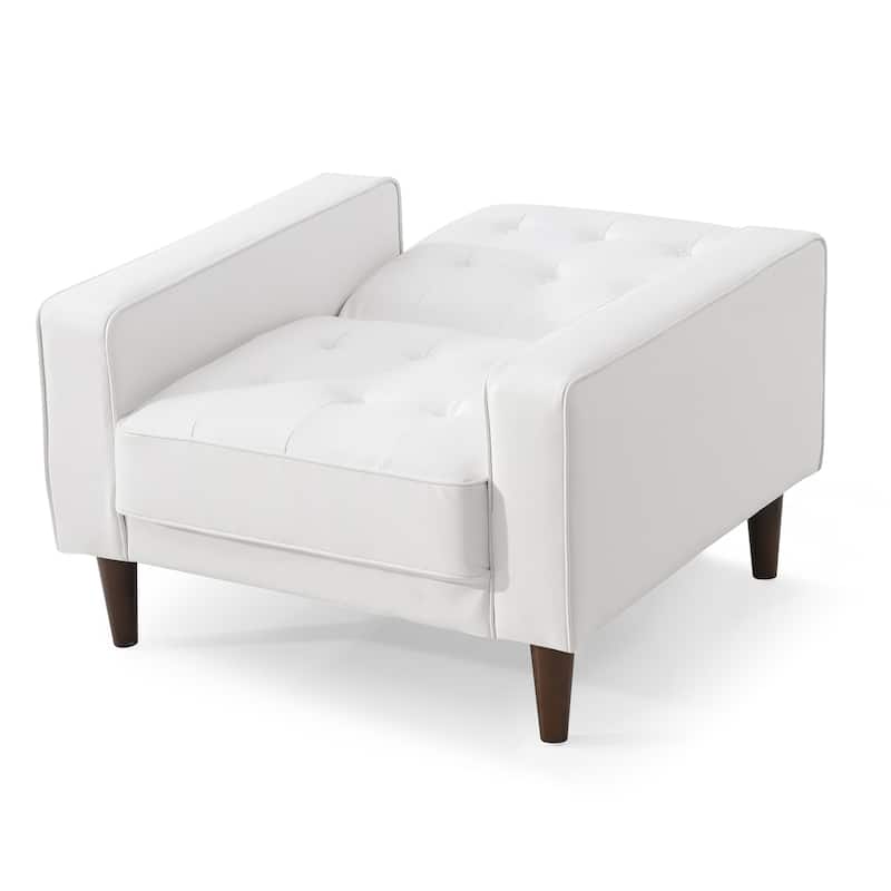 Button Tufted Sleeper Conversion Accent Chair - 36" - White