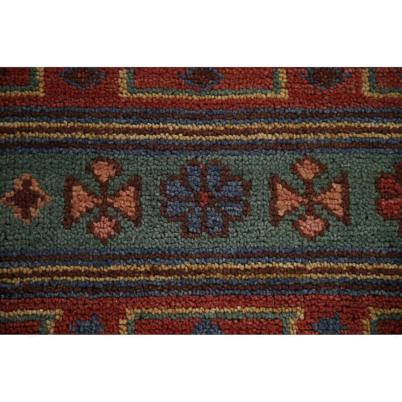 Geometric Orange Sirjan Area Rug Handmade Wool Carpet - 7'9"x 9'9"