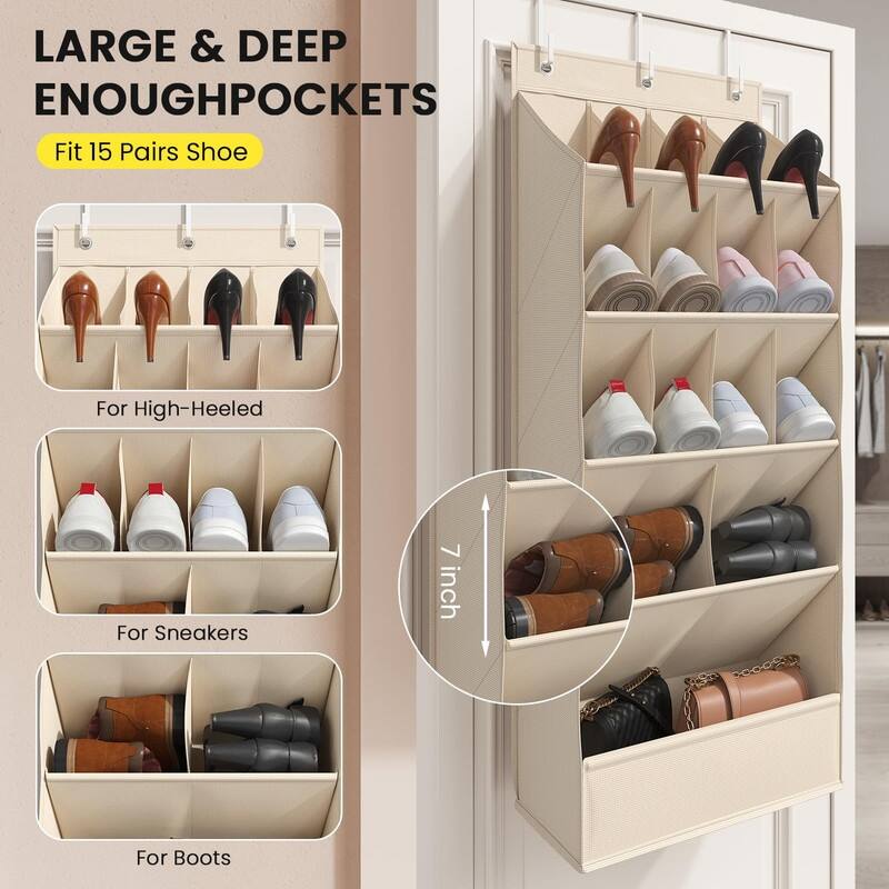Hanging Shoe Organizers with 15 Large Pocket