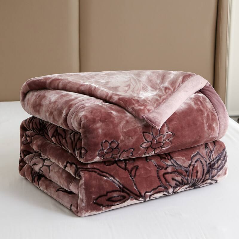 Reversible 10.5 Pounds Plush Fleece Blankets, 2 PLY A&B Design 87" x 95" Bed Blankets for Winter