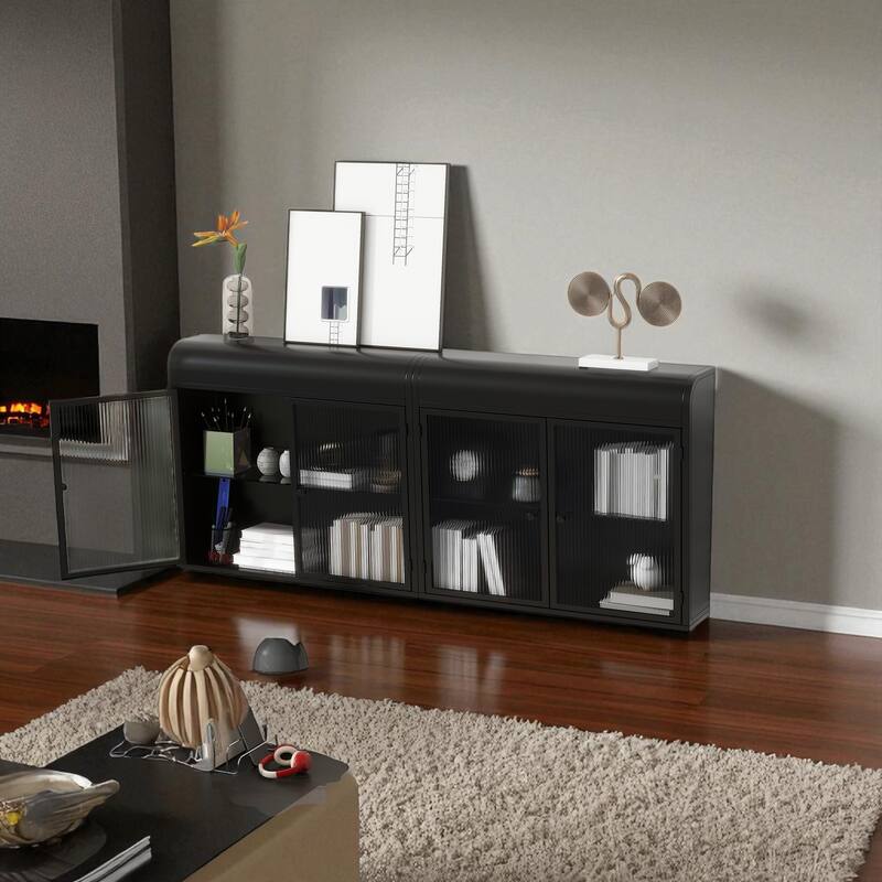 2-Door Wall-Mounted Metal Storage Cabinet with Glass Shelves for Bathroom, Kitchen & Office, Chrome Knobs