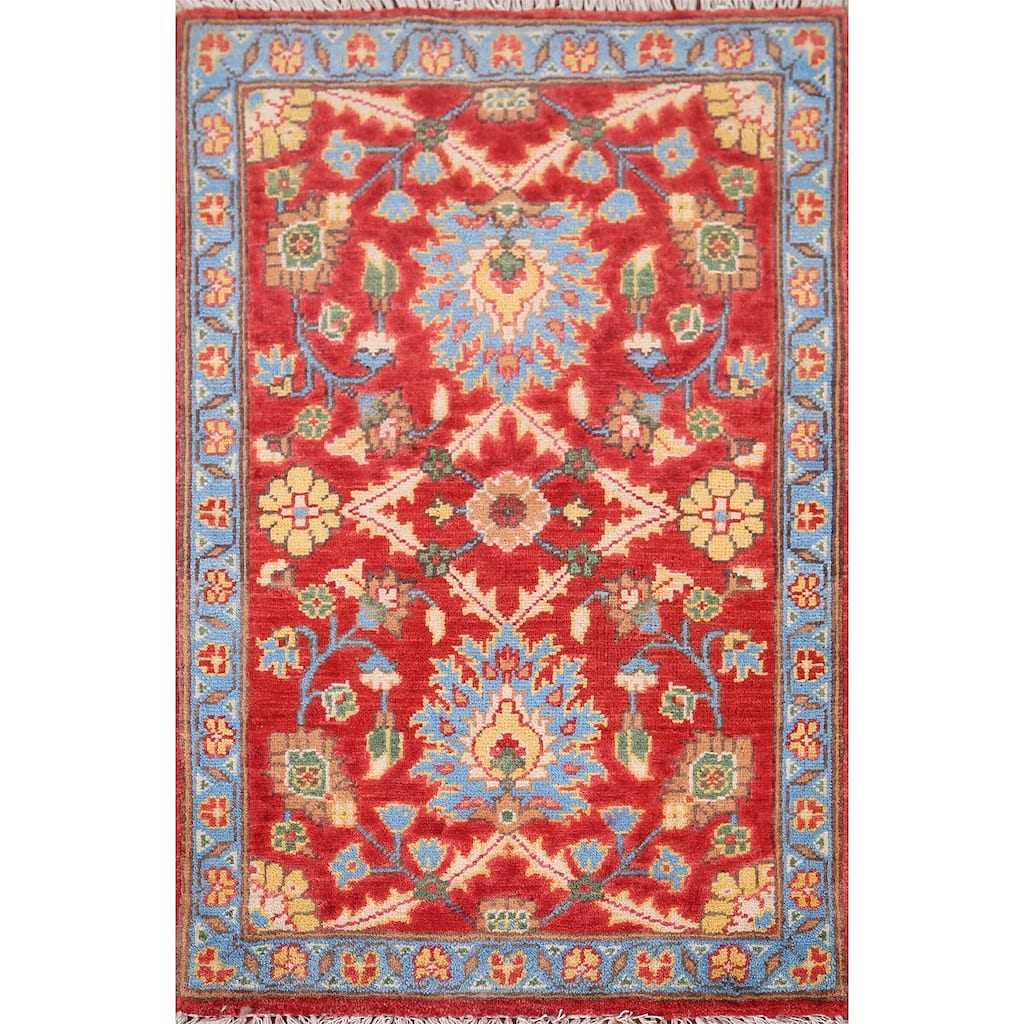 Red Kazak Foyer Rug Hand-Knotted Wool Carpet - 1'11" x 3'0"
