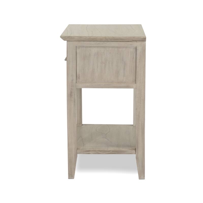 Ocean Isles 1 Drawer Woven Nightstand with Power and USB A Ocean Blue and Aged Ivory Finish
