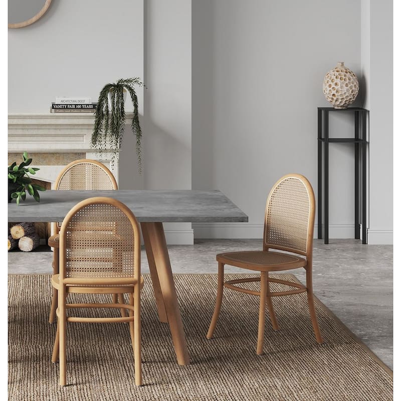 Manhattan Comfort Paragon Dining Chair 2.0 in Black and Cane - Set of 2