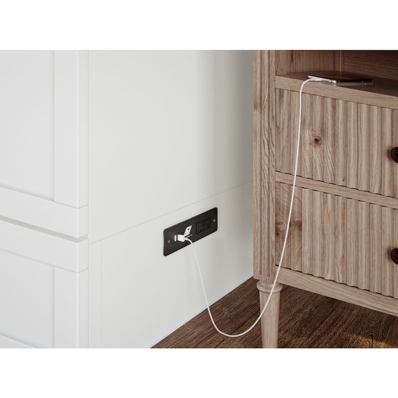 Murphy Bed Chest Solid Wood Queen Size with Mattress USB Charging Station White Finish Home Furniture