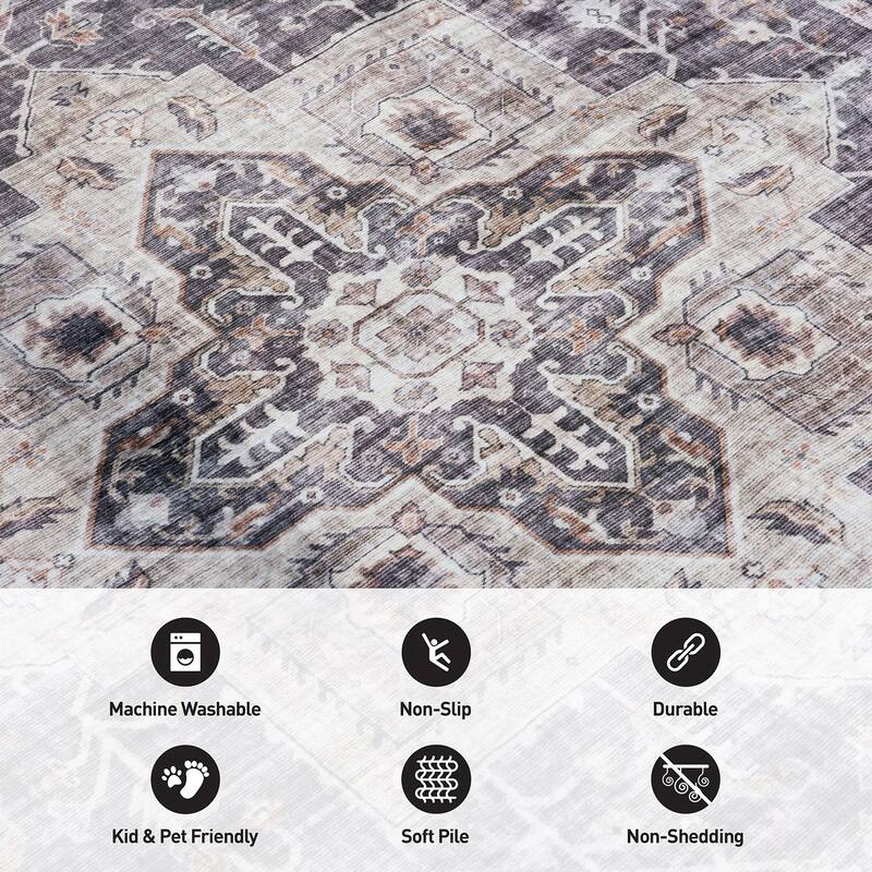 World Rug Gallery Distressed Traditional Machine Washable Area Rug
