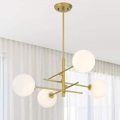 Acroma 4-light Modern Farmhouse Black/ Gold Sputnik Chandelier