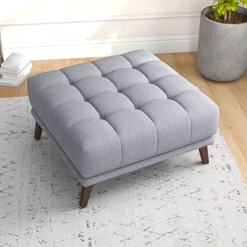 Kameron Mid-Century Modern Square Velvet Ottoman