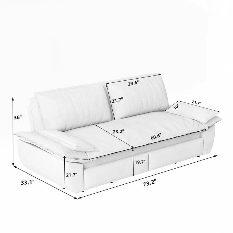 Convertible Sleeper Sofa Multi-Functional Velvet Loveseat Bed