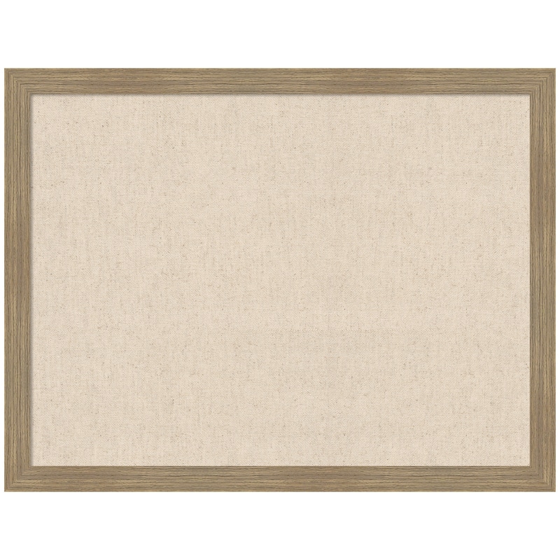 Kate and Laurel Pinboard Neutral Linen - 26x20 - Woodgrain Stripe Mocha