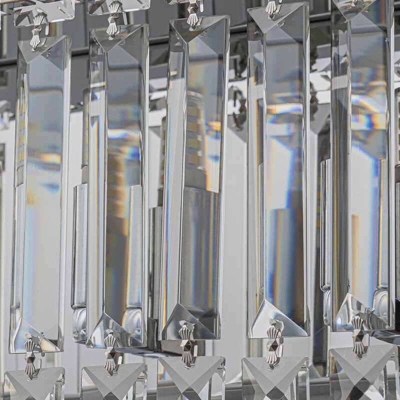 Modern Chrome Vanity Light for Bathroom Luxury Crystal Wall Sconce - W 23"