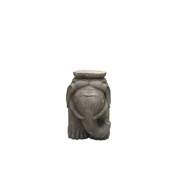 Regal Pachyderm Classic Elephant Plant Stand - Synthetic Fiber - Grey