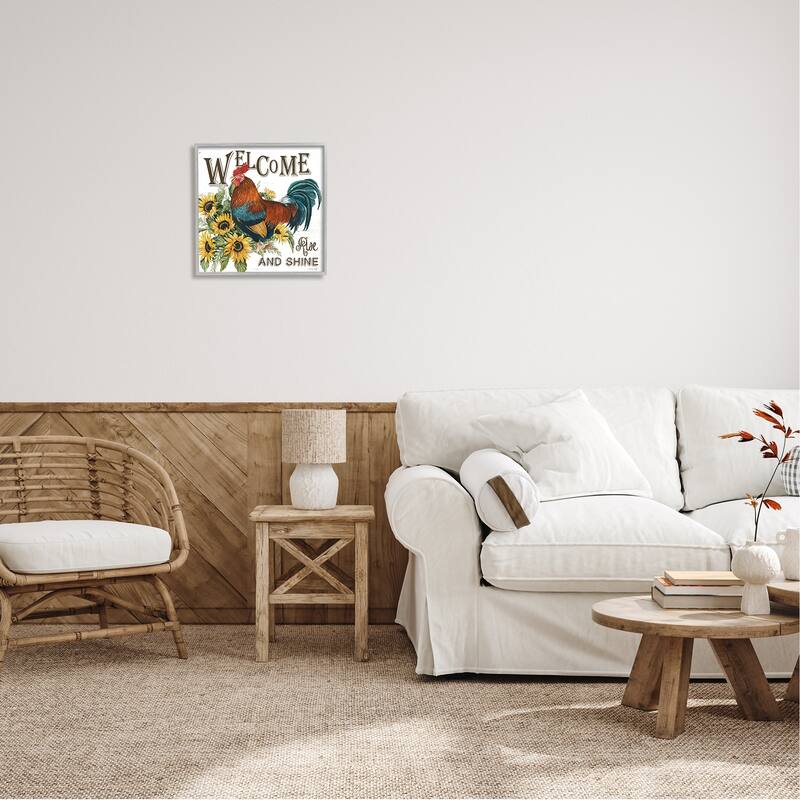 Stupell Rise & Shine Rooster Framed Giclee Art Design by Cindy Jacobs