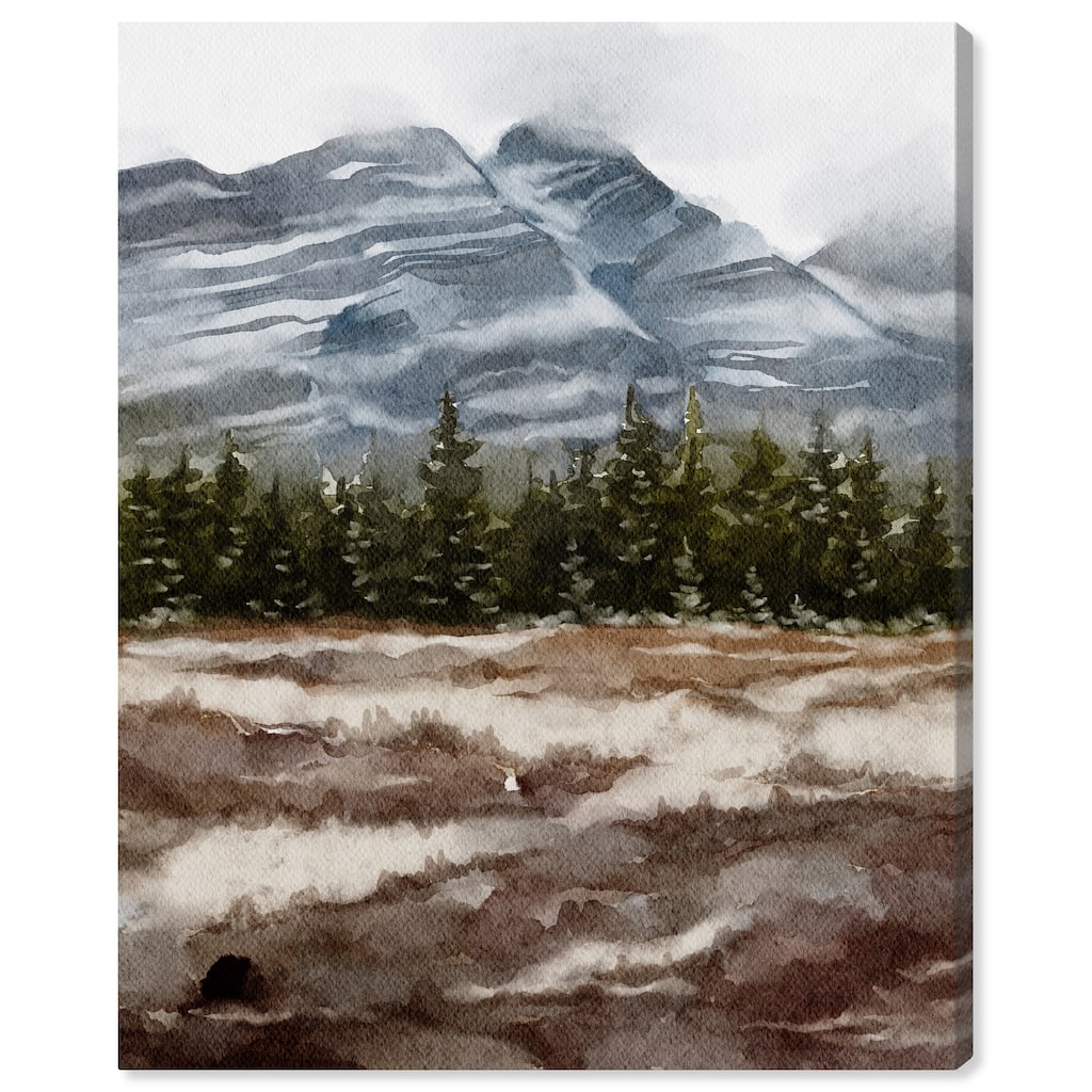 Art Remedy February Rocks Landscape Gallery Wrapped Landscape 1 Piece Canvas Wall Art Watercolor Style