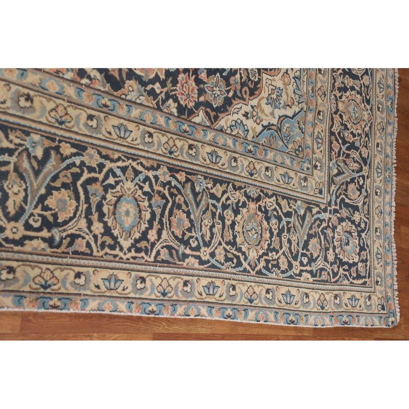 Pink Kashan Persian Large Vintage Area Rug Handmade Wool Carpet - 9'6" x 15'7"