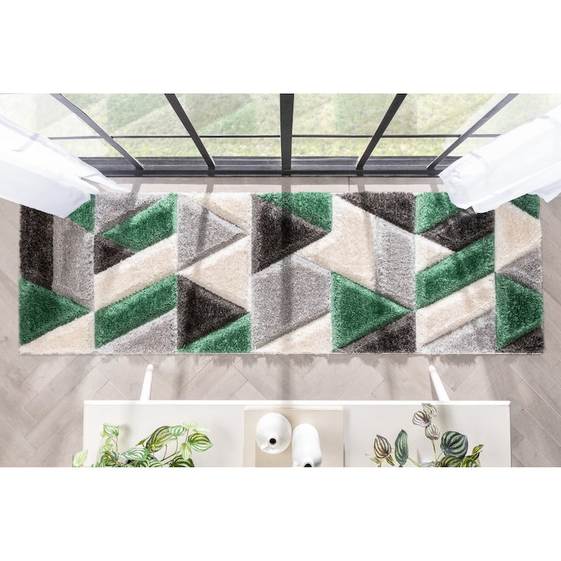 Well Woven San Francisco Holland Geometric Modern Carved Shag Area Rug