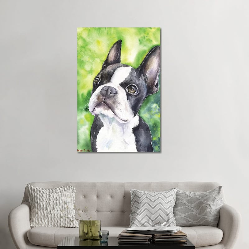 iCanvas "Boston Terrier Portrait" by George Dyachenko Canvas Print - 48x32x1.5