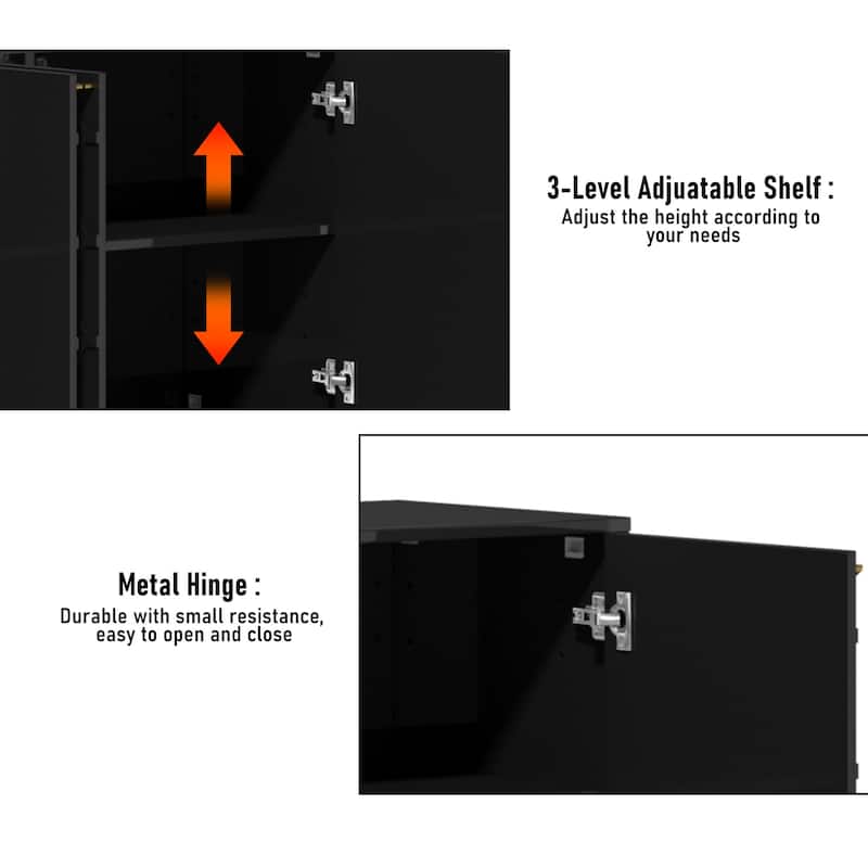 Clihome Storage High Gloss Entertainment Centers TV Stand, Sideboard