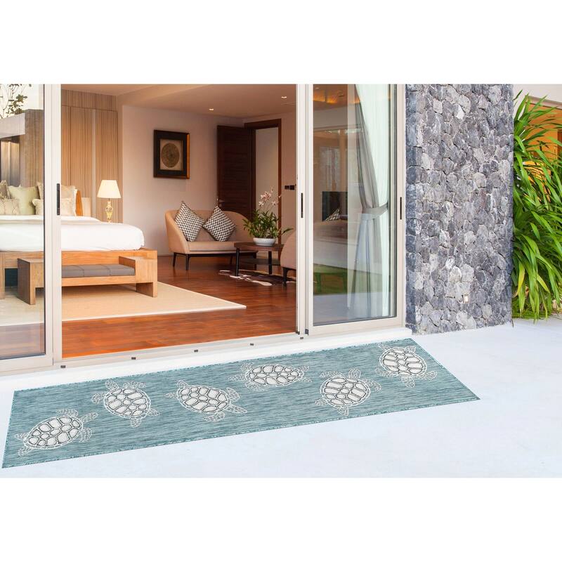 Liora Manne Carmel Collection Sea Turtles Indoor/ Outdoor Area Rug