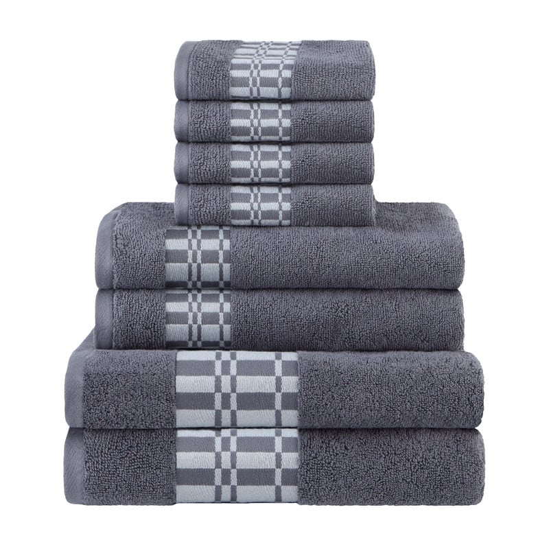 Superior Larissa Cotton Embroidered Geometric Border 8-Piece Towel Set