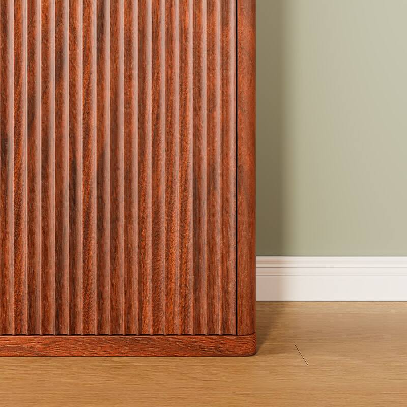 GDF Studio - Avalon Modern Fluted Tall Kitchen Pantry Cabinet with Six Shelves