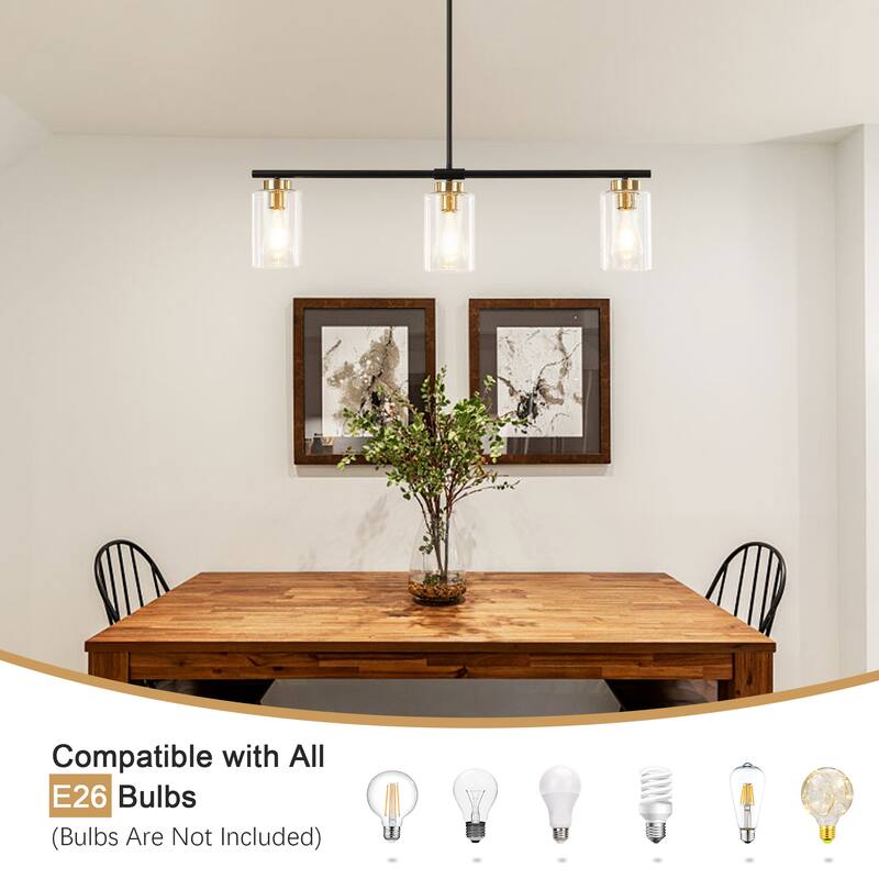 Modern Linear Ceiling Hanging Pendant Light With Adjustable Height for Living Room, Foyer