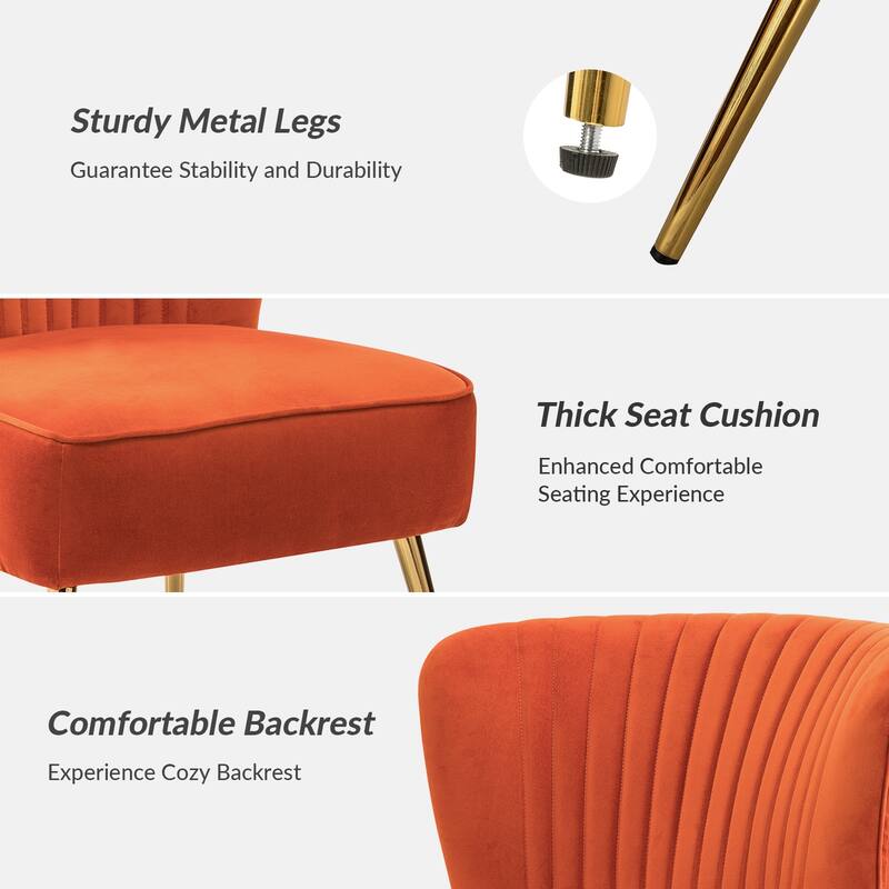 Monica 22''W Upholstered Modern Tufted Accent Side Chair with Gold Legs by HULALA HOME