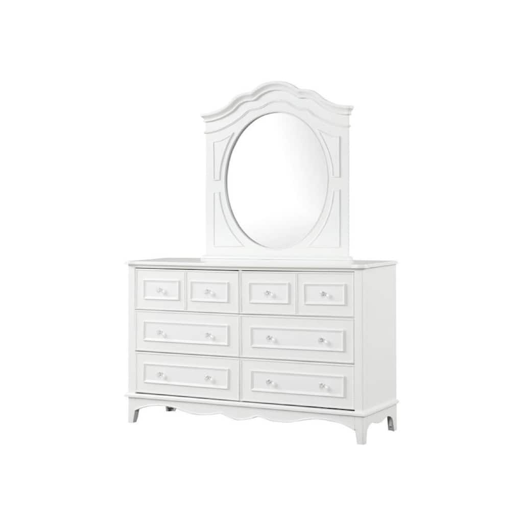 Calpan Wide Dresser, 6 Drawers, Modern White Solid Wood Frame