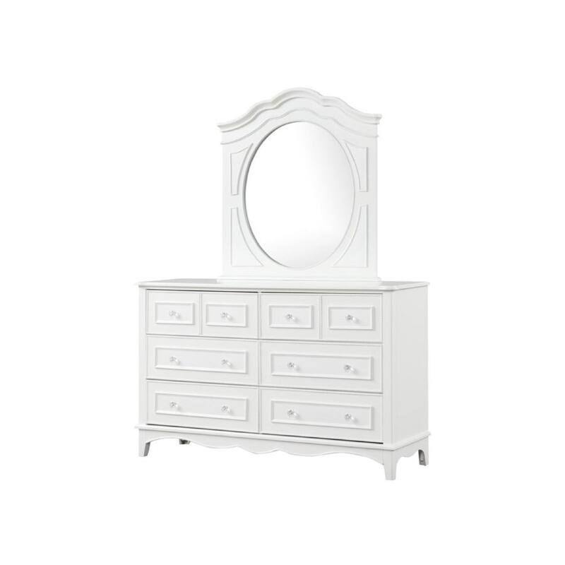 Calpan Wide Dresser, 6 Drawers, Modern White Solid Wood Frame
