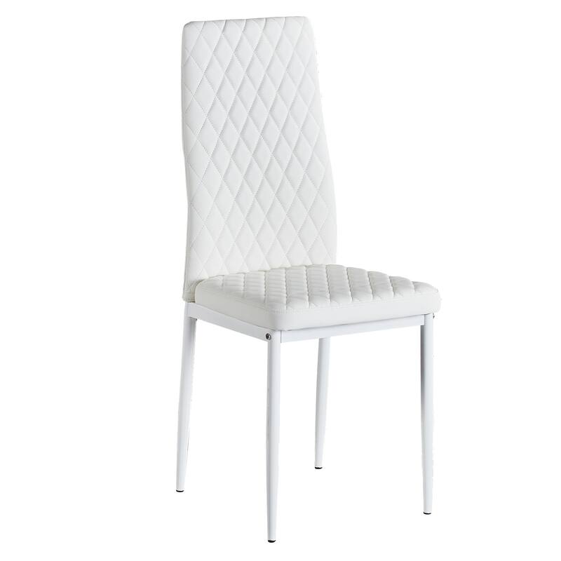 Set of 6 Faux Leather Dining Chairs Modern Sprayed Metal Frame