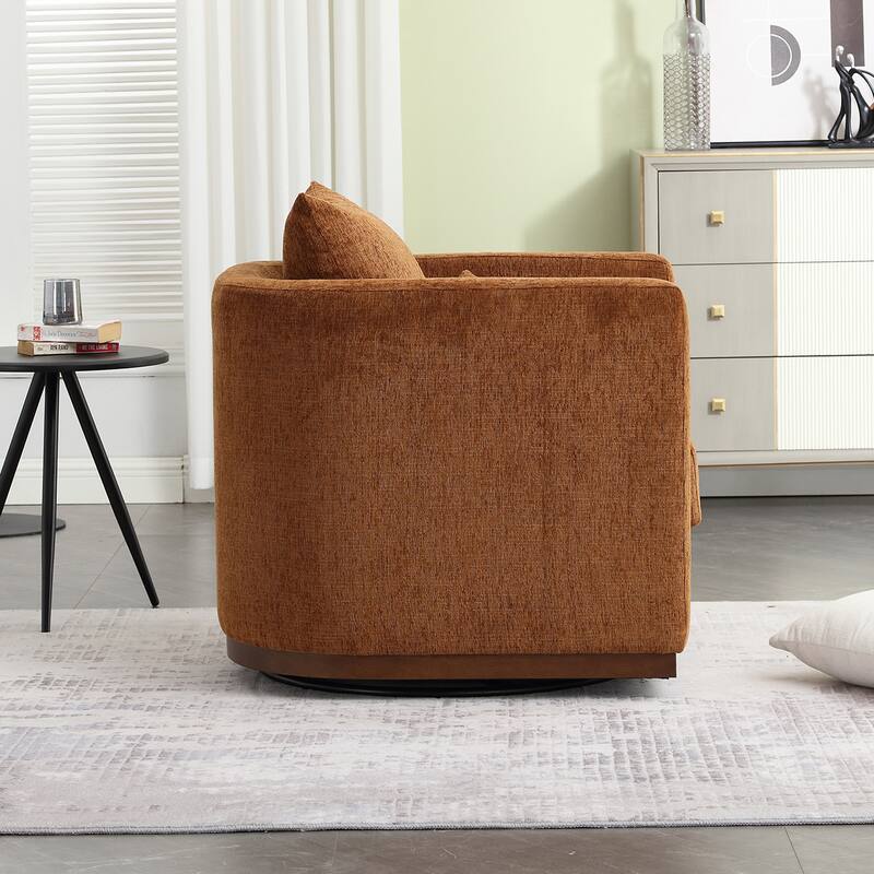 GDFStudio - Harper Chenille Swivel Barrel Chair with Sturdy Metal Base and Ergonomic Design