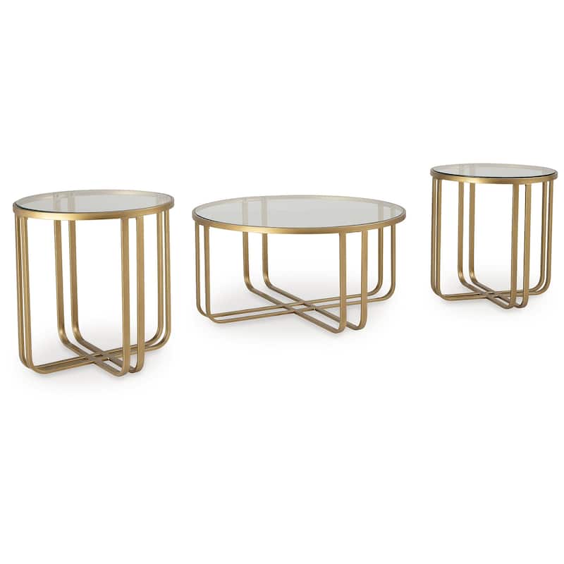 Signature Design by Ashley Milloton Gold Table (Set of 3) - 36" W x 36" D x 18.13" H