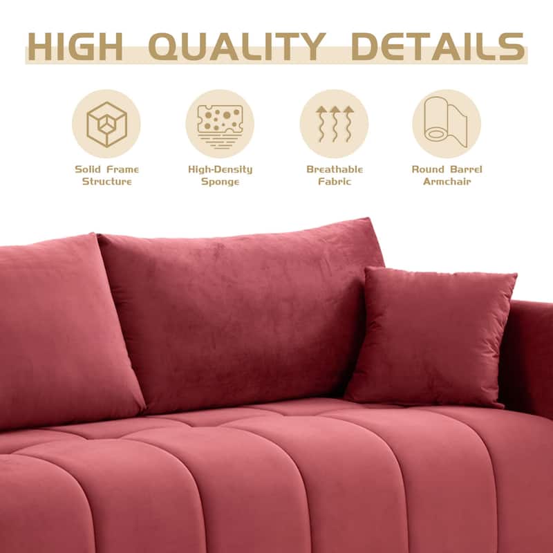 Mid-Century Modern 3-Seater Soft Sofa for Living Room, Apartment, Lounge, Bedroom